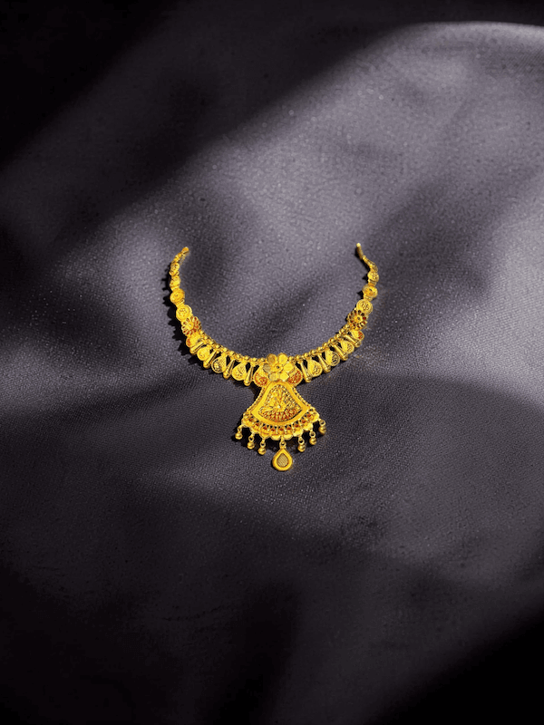 Kundan Floral Drop Heritage Gol Haar - Thumbnail 3