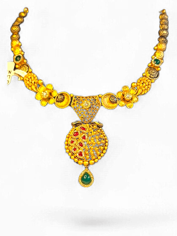 Royal Kundan Floral Pendant Necklace - Thumbnail 3