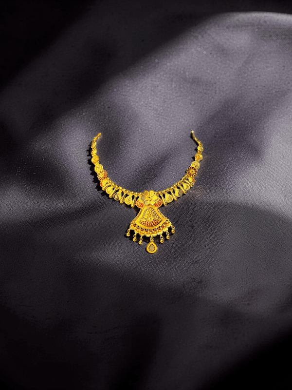 Kundan Floral Drop Heritage Gol Haar - Thumbnail 3